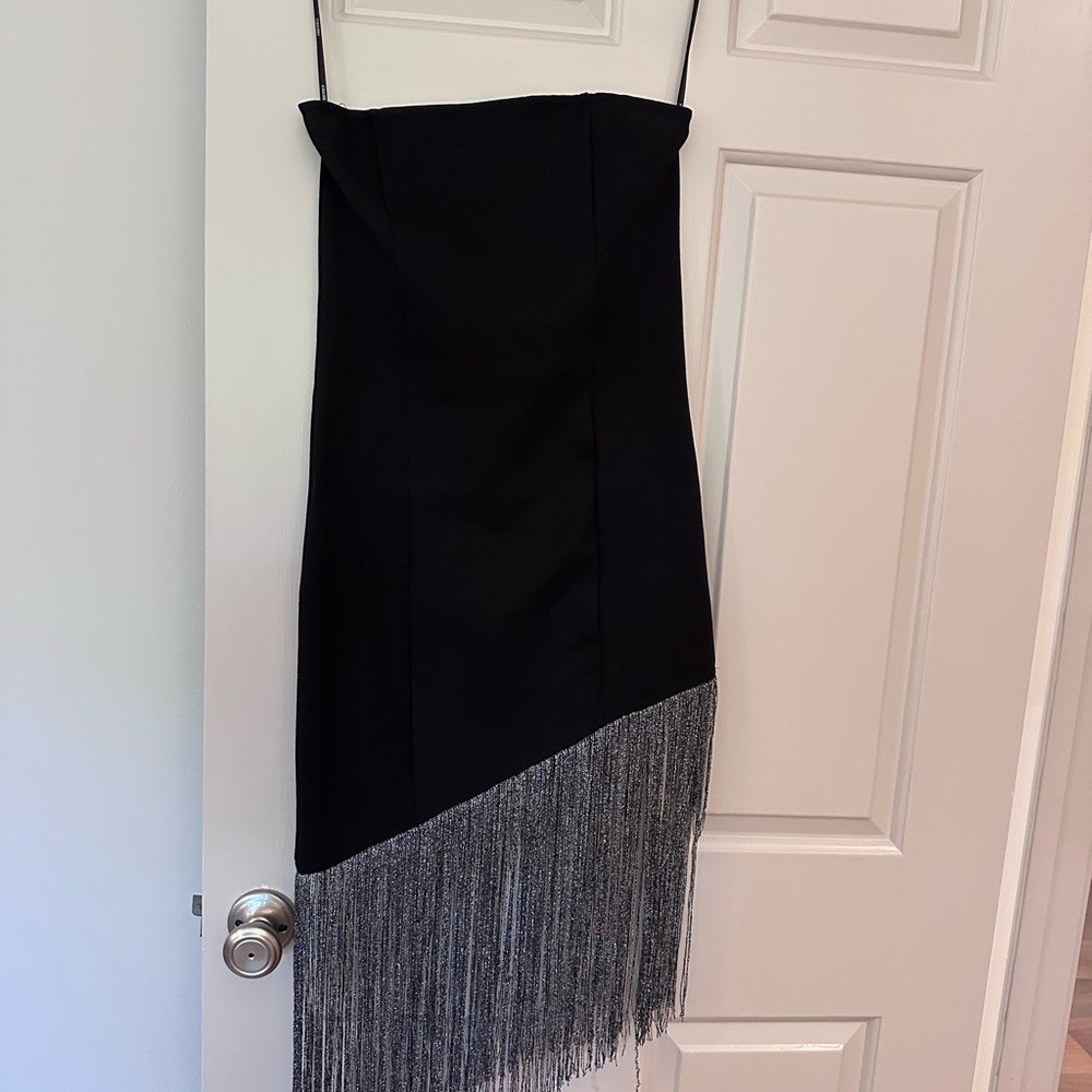Black Dress with Silver Fringe